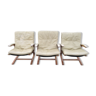 Ensemble de trois fauteuils Rybo Rykken & Co. Norvège, années 1970