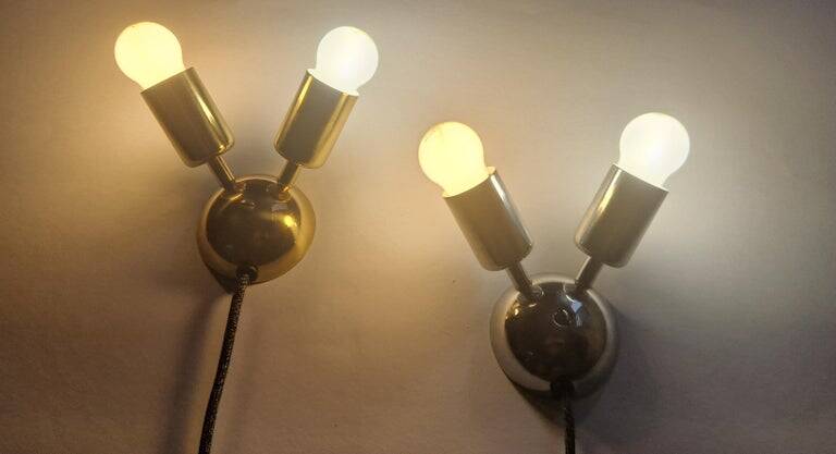 Set of Two Rare Midcentury Wall Lamps Drupol Sputnik, 1970s