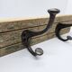 Solid teak coat hook with 2 double cast iron hooks