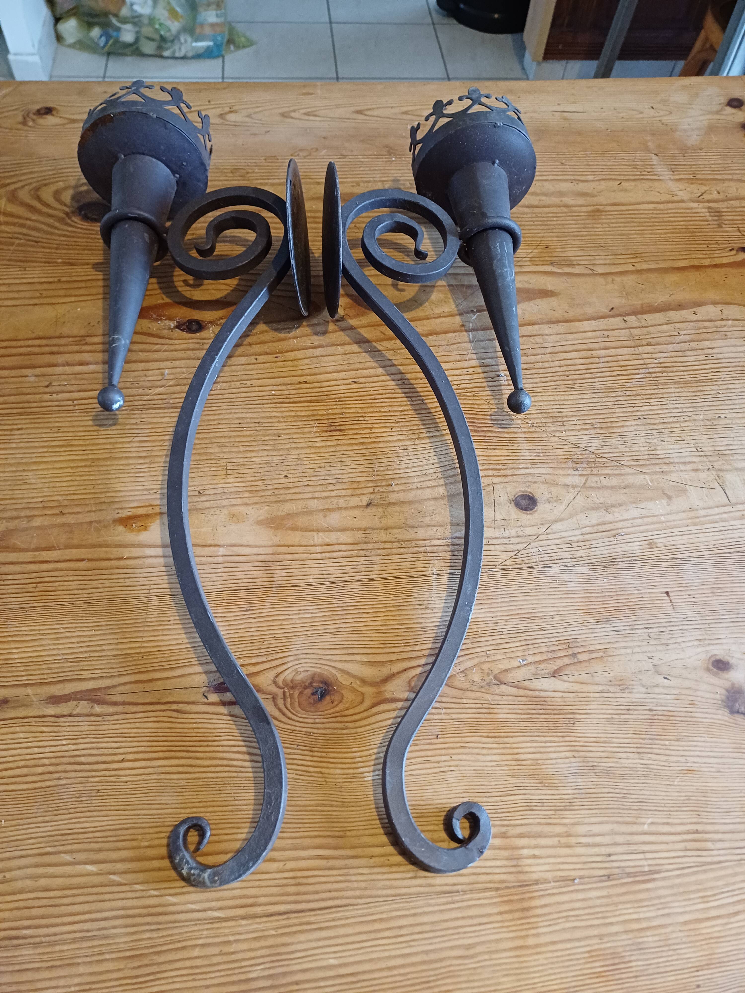Pair of Wrought Iron Wall Lights