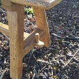 "A frame" bench in solid oak, patinated.
