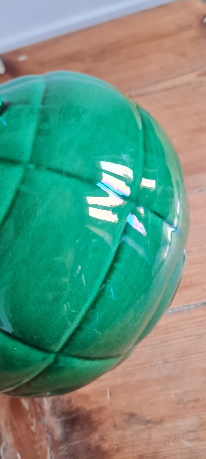 Green glazed earthenware vase