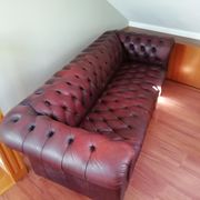 Canapé chesterfield vintage 60's-80's rouge bordeaux
