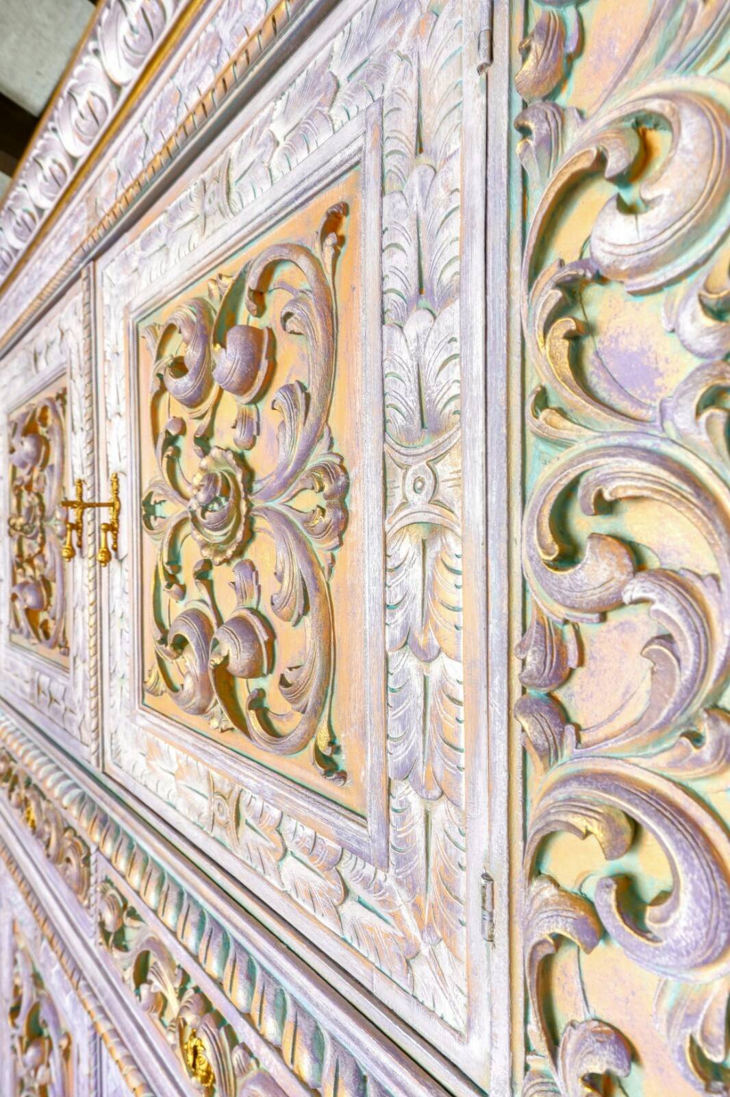 19th-century Renaissance Revival two-body cabinet: inspired by Monet's water lilies.