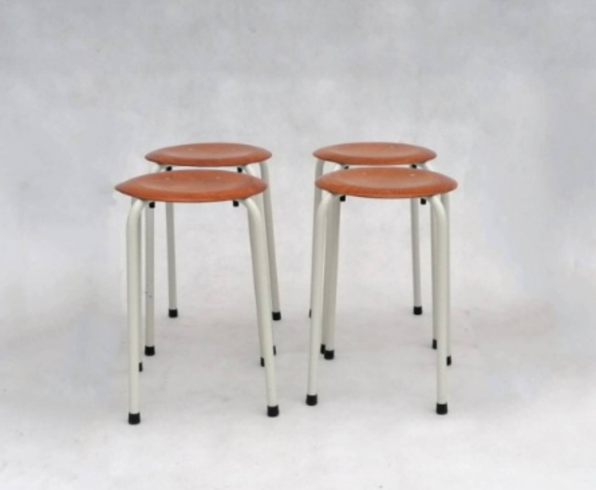 Tabourets néerlandais vintage en contreplaqué, années 1970, ensemble de 4