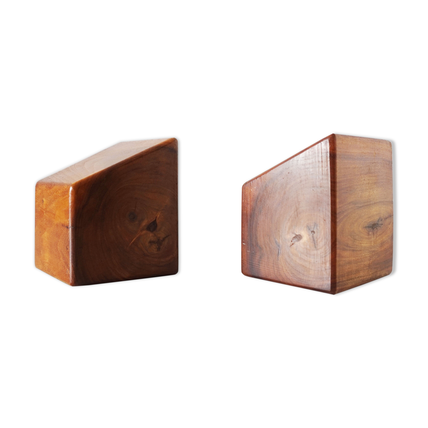 Vintage solid wood bookends
