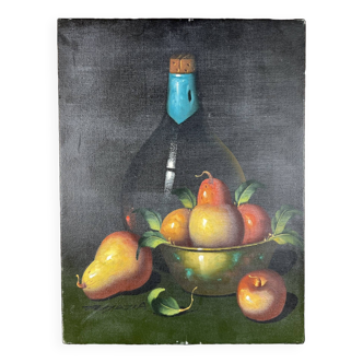 Tableau peinture corbeille de fruit avec poires