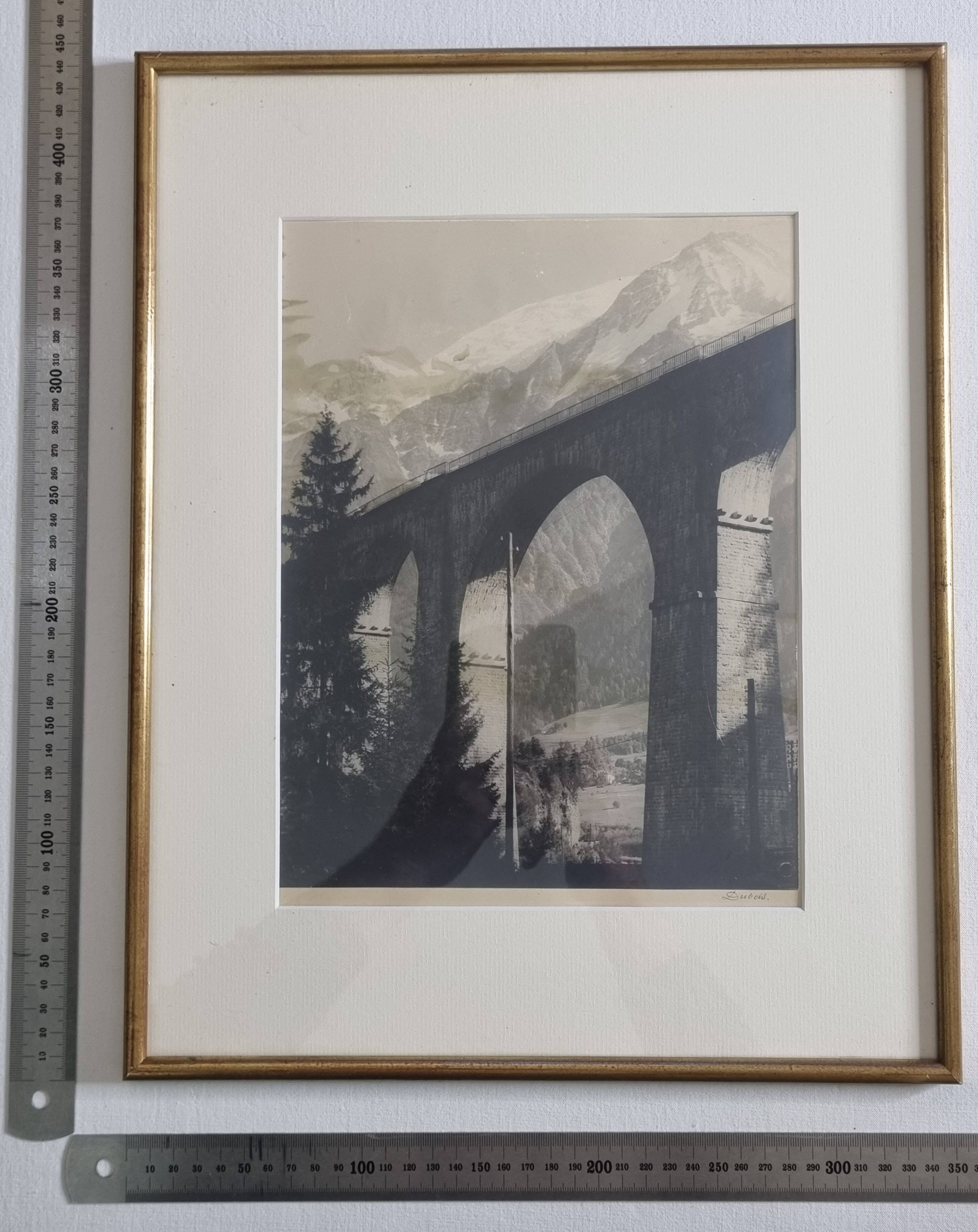 Photo of the Sainte-Marie viaduct, Les Houches, Mont-Blanc, signed Dubois, 35 x 44 cm.