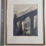 Photo of the Sainte-Marie viaduct, Les Houches, Mont-Blanc, signed Dubois, 35 x 44 cm.