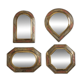 Set of 4 wall mirrors in brass and copper, Moroccan craftsmanship, 15 cm