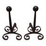 Old double volute cast iron andirons
