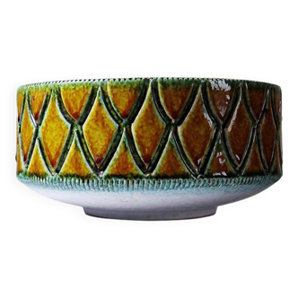 Vintage mid-century Italian ceramic salad bowl or dish with scale decoration.