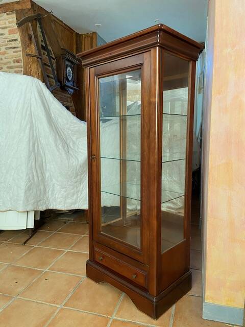 Louis XVI style cherry wood display case