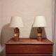 Vintage Bergboms Bitossi table lamps, ceramic with copper glaze, Sweden 1960s.