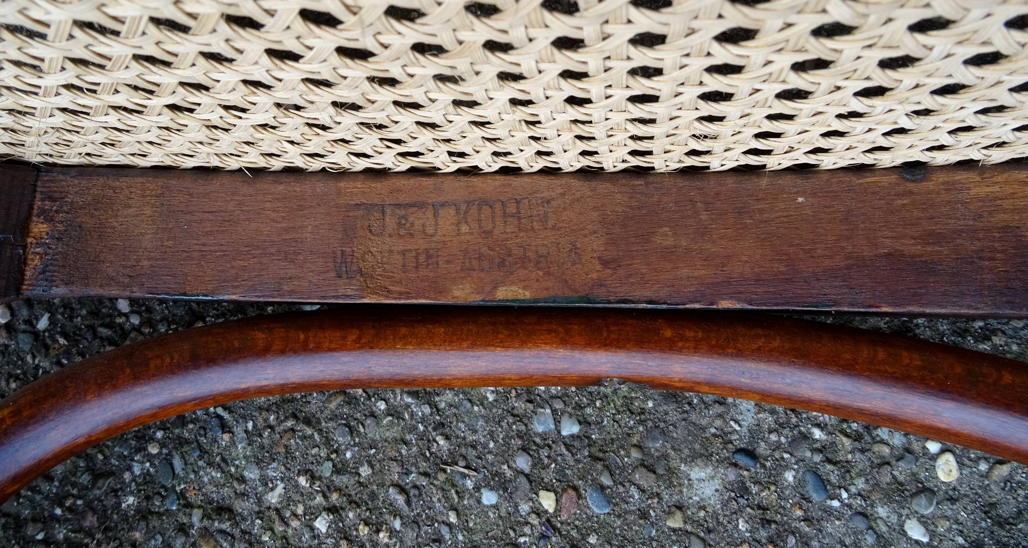 Kohn No. 196 curved wood bistro armchair, new cane