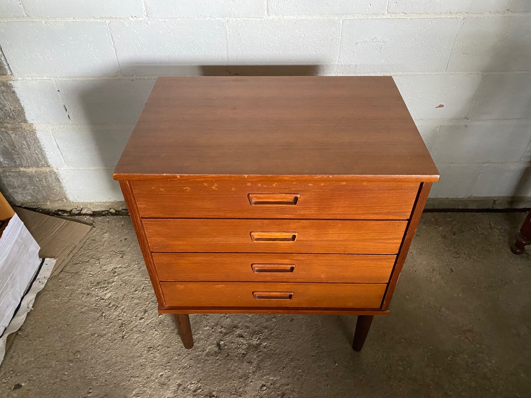Chest of drawers teak storage furniture and Scandinavian teak veneer 60s