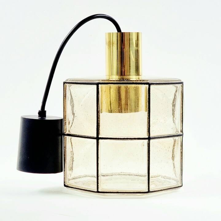 Mid-Century Glass & Brass Pendant/Ceiling Light from Limburg, 1960s