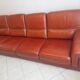 Large brown buffalo leather sofa