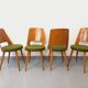 Suite de 4 chaises Mondor vintage de marque Baumann en bois tissu bouclette