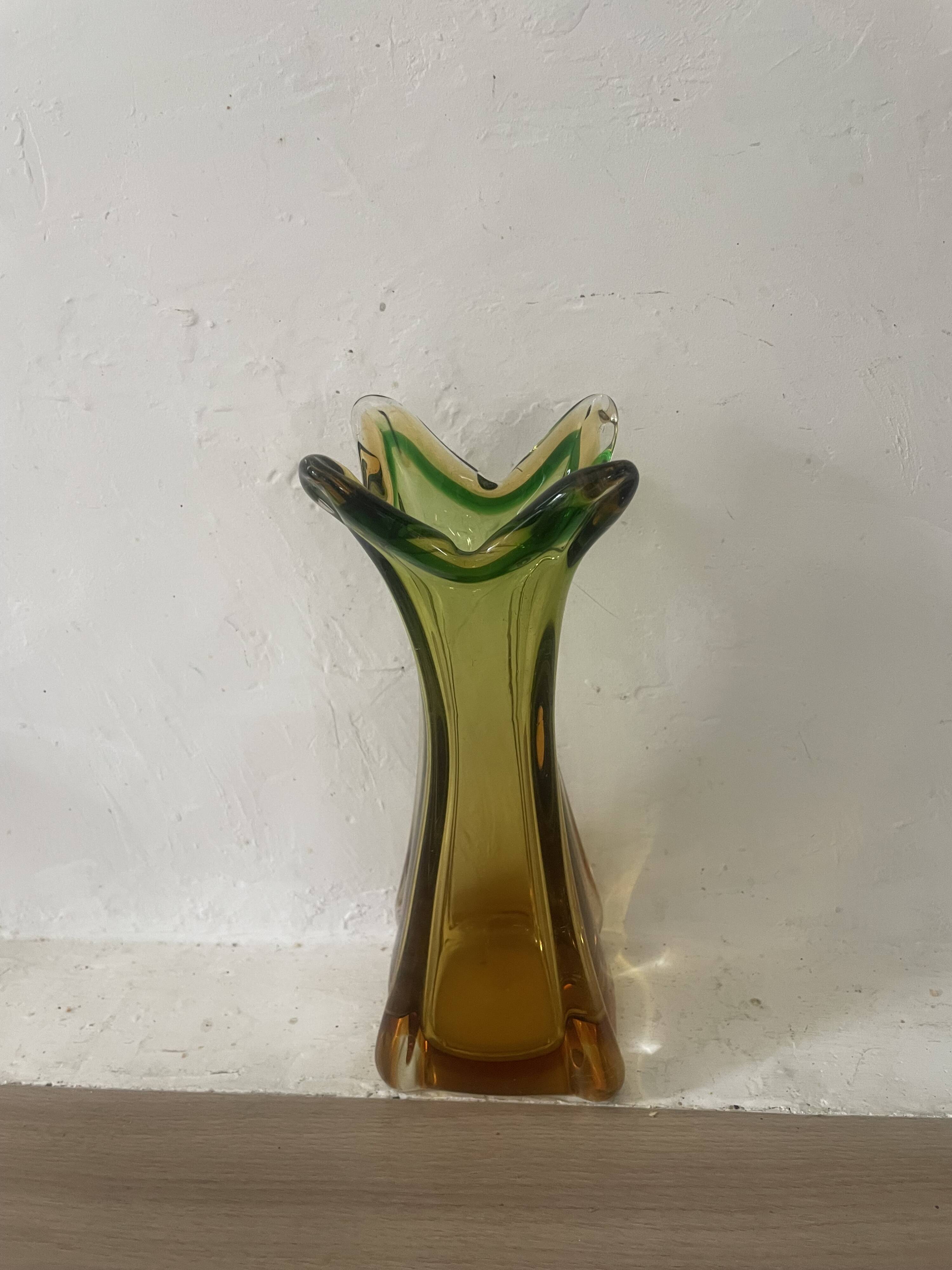 Amber Murano glass vase circa 1960