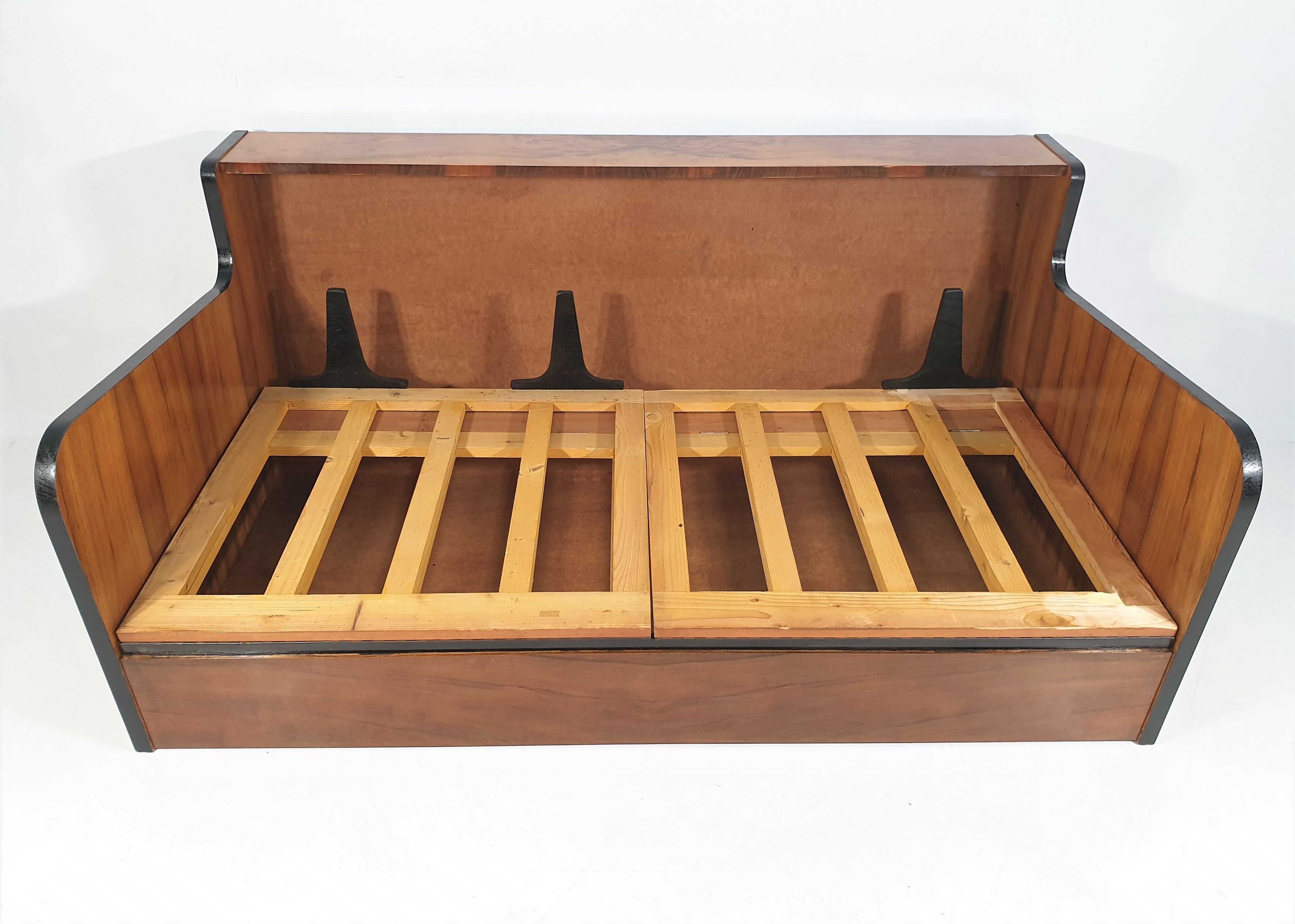 Art deco walnut sofa bed, 1960s