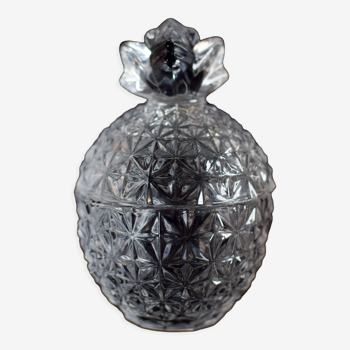 Boîte, bonbonnière en verre taillé ananas