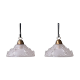 Paire de suspensions vintage en verre « Ice »