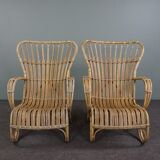 Ensemble de 2 fauteuils Rotan Dutch Design Belse 8, 1950