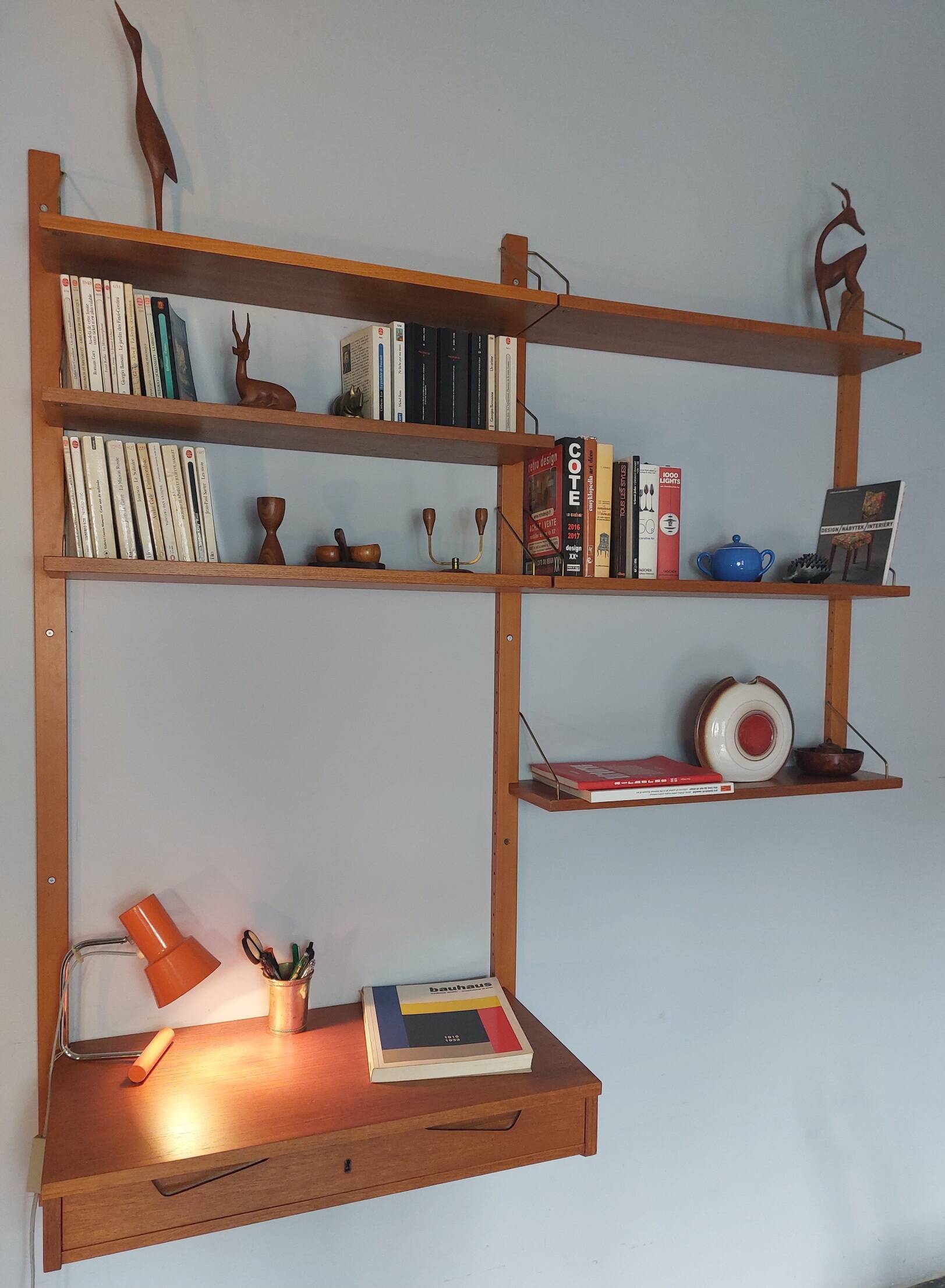 Rival Scandinavian shelves & wall secretary by Kjell Riise, 1960s