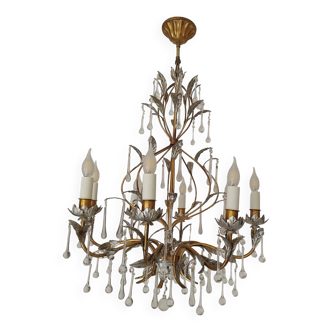 Holywood Regency 70's 8-light chandelier