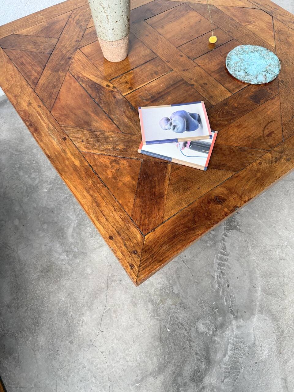 1940s inlaid oak coffee table