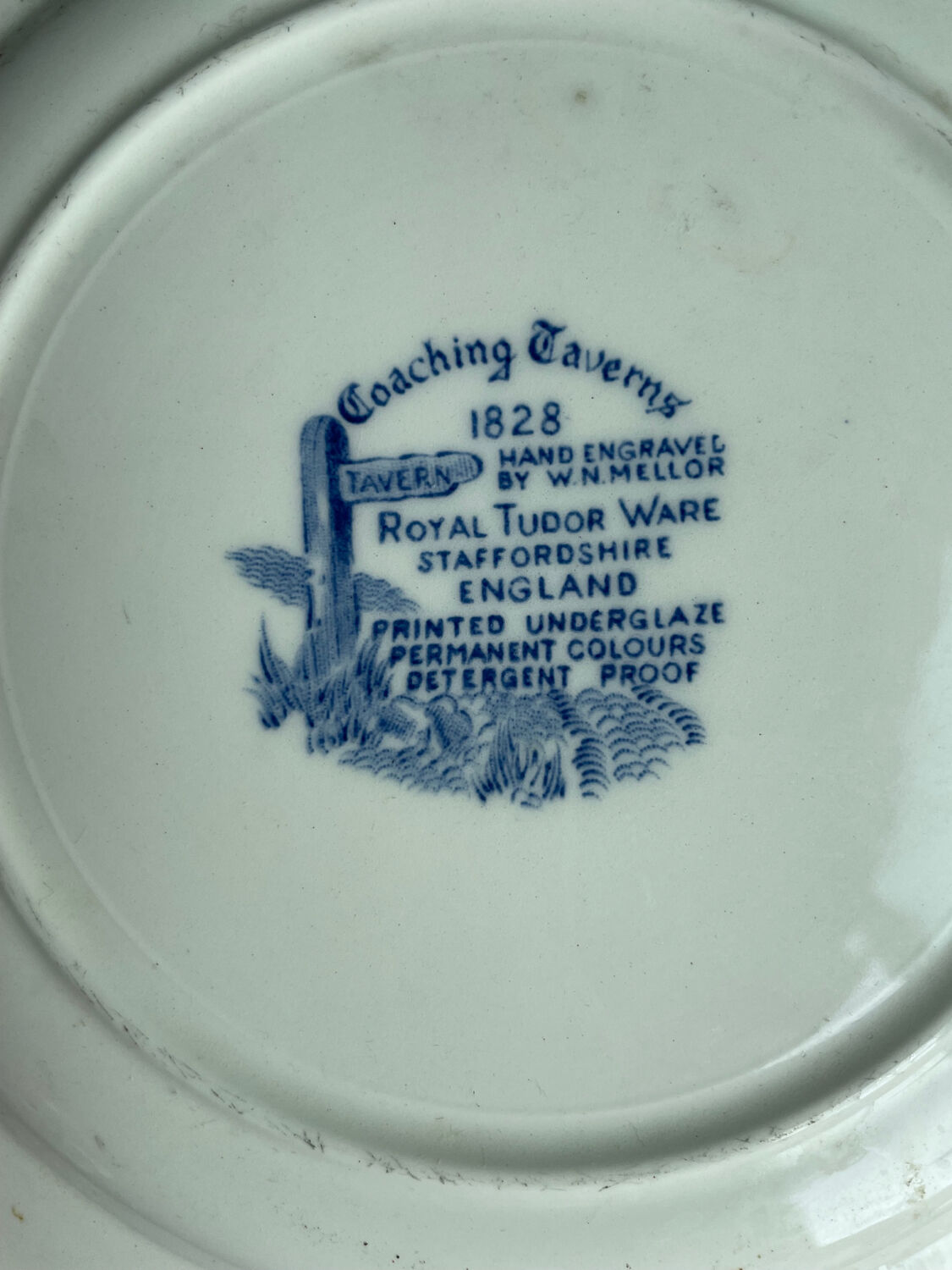 Old english blue tudor plate