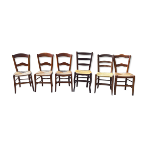 6 chaises paillées anciennes