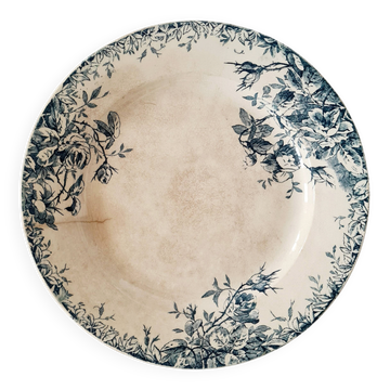Antique hollow dish / deep plate in earthenware - "Floreal" model