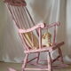 Rocking-chair vintage 50 in pink patina wood