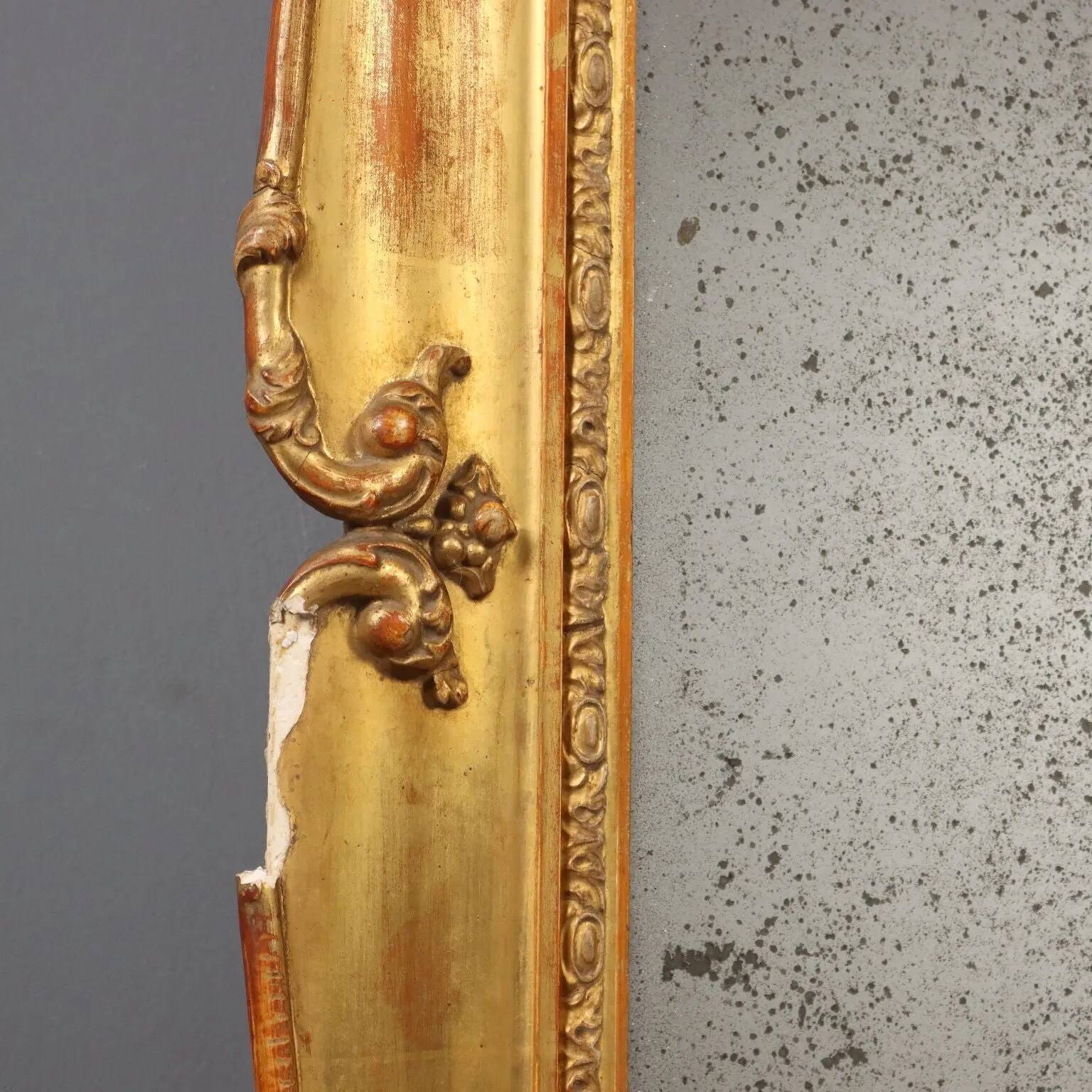 Antique carved wooden mirror, Italy, 19th century