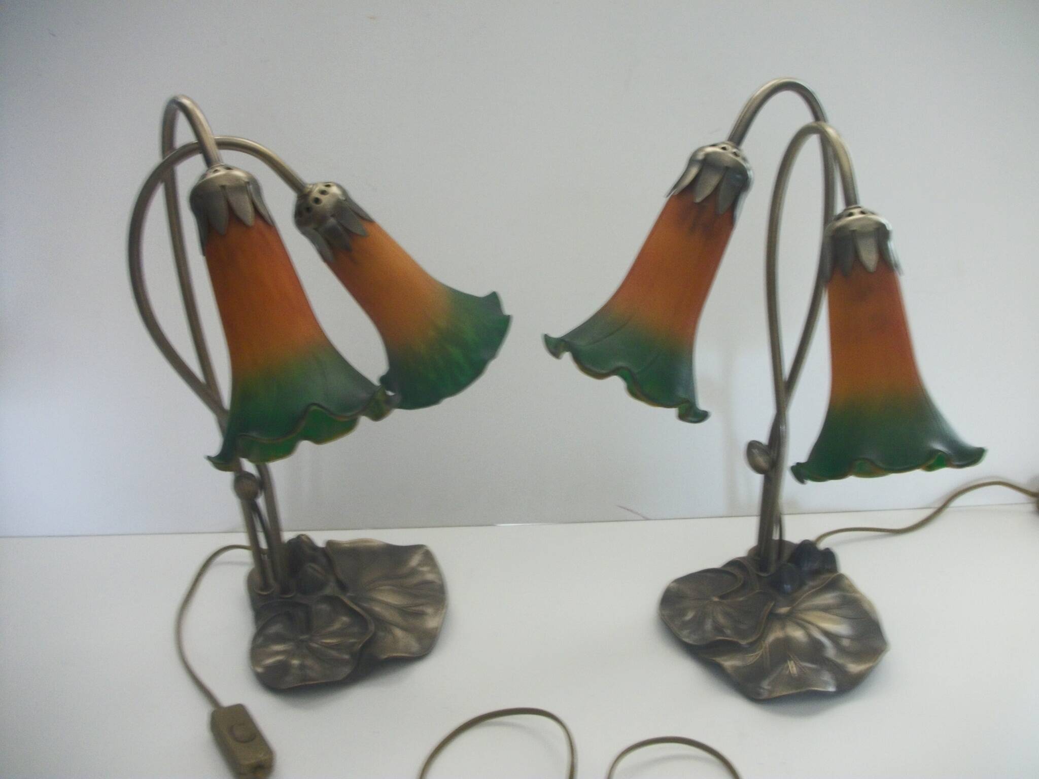 Paire de lampes nymphéas