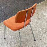 Scandinavian chair in orange fabric and chrome steel