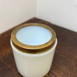 Opaline and brass pot
