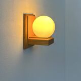 Vintage wall light, pine and opaline glass, France, 1970