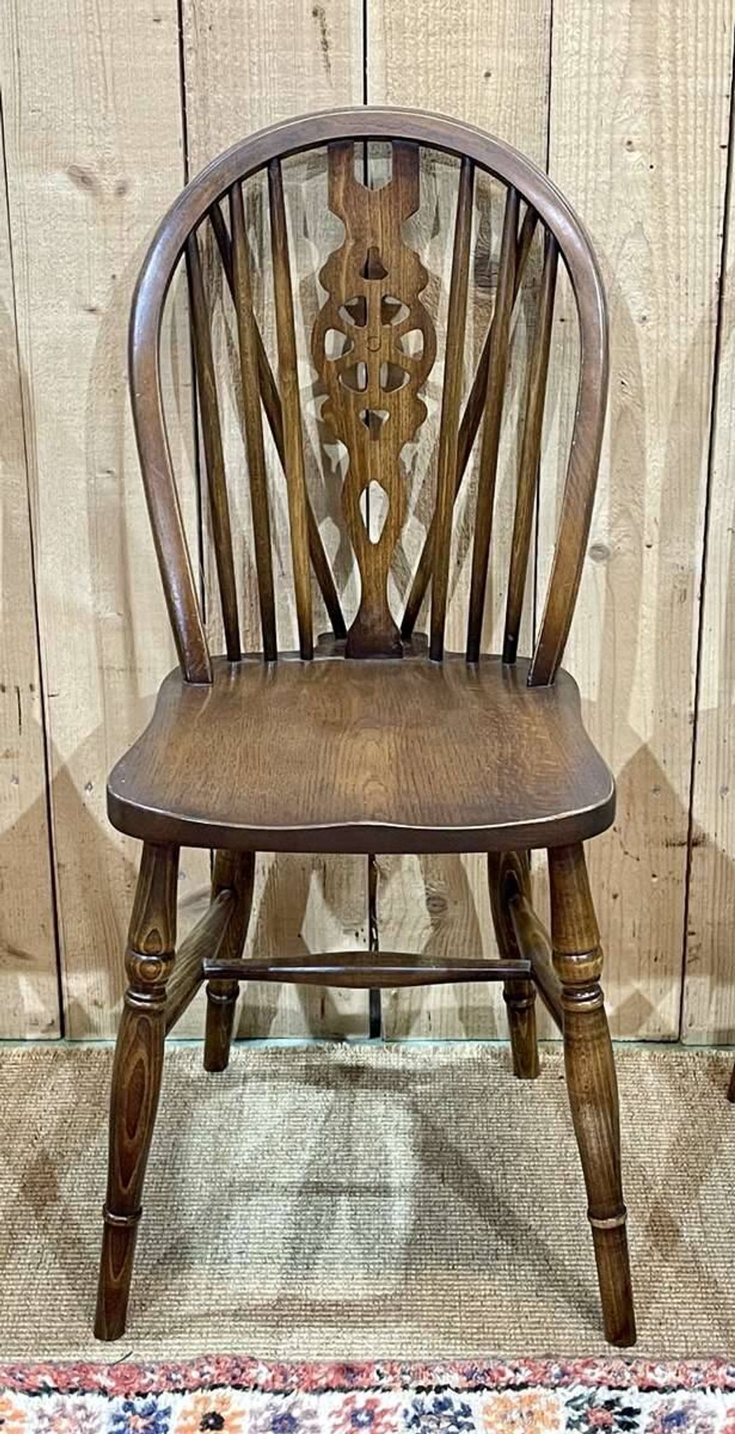 Set of 4 English chairs in beech and oak, made in the 70s