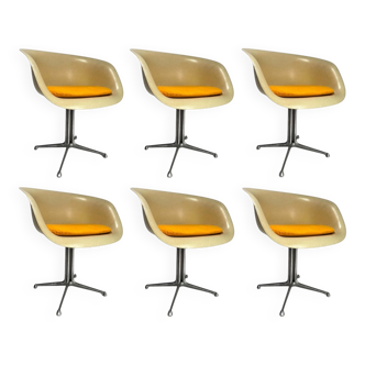 Fiberglass La Fonda Armchairs by Charles and Ray Eames for Herman Miller, 1960s, Set of 6