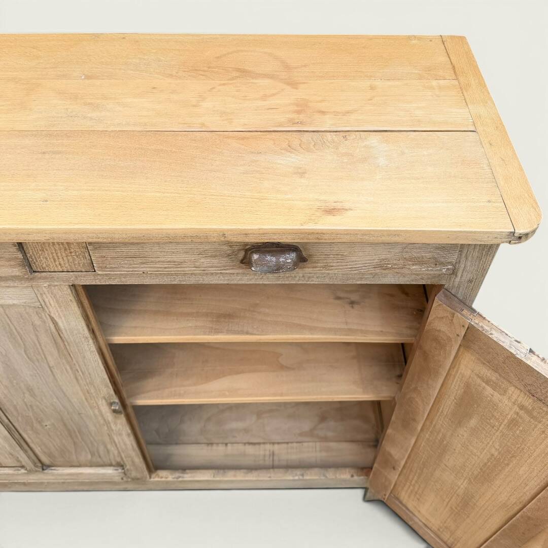 Antique patinated Parisian buffet with shell handles.