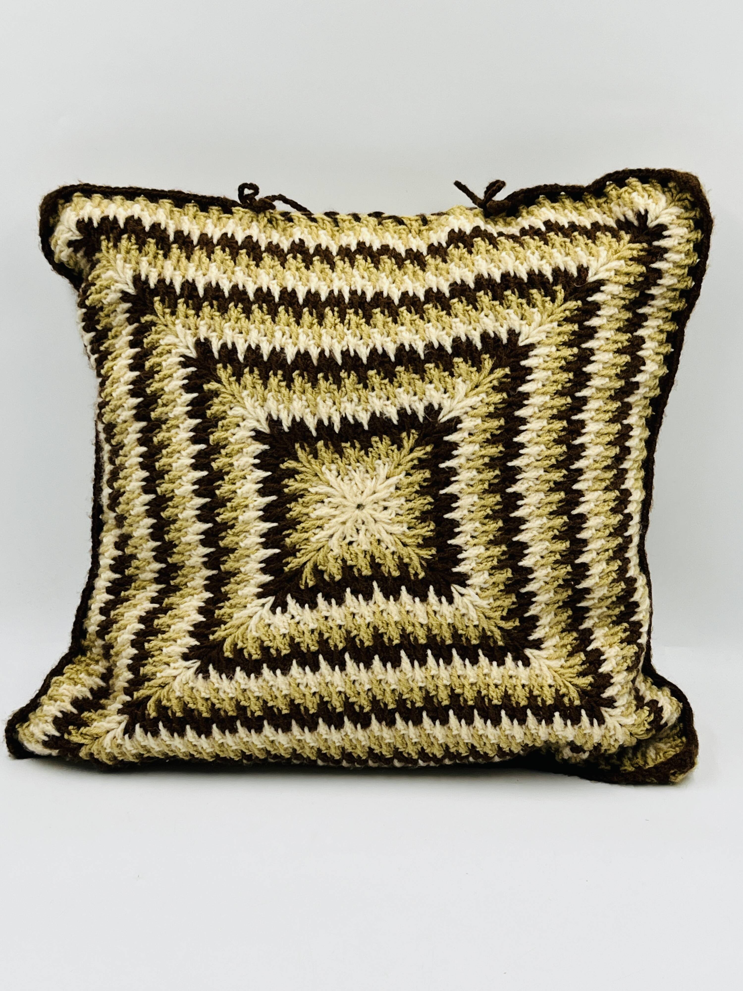 Vintage 70s crochet cushion
