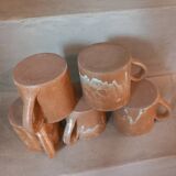 5 glazed stoneware cups