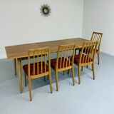 Extendable dining table in solid beech, Scandinavian design from the 70s