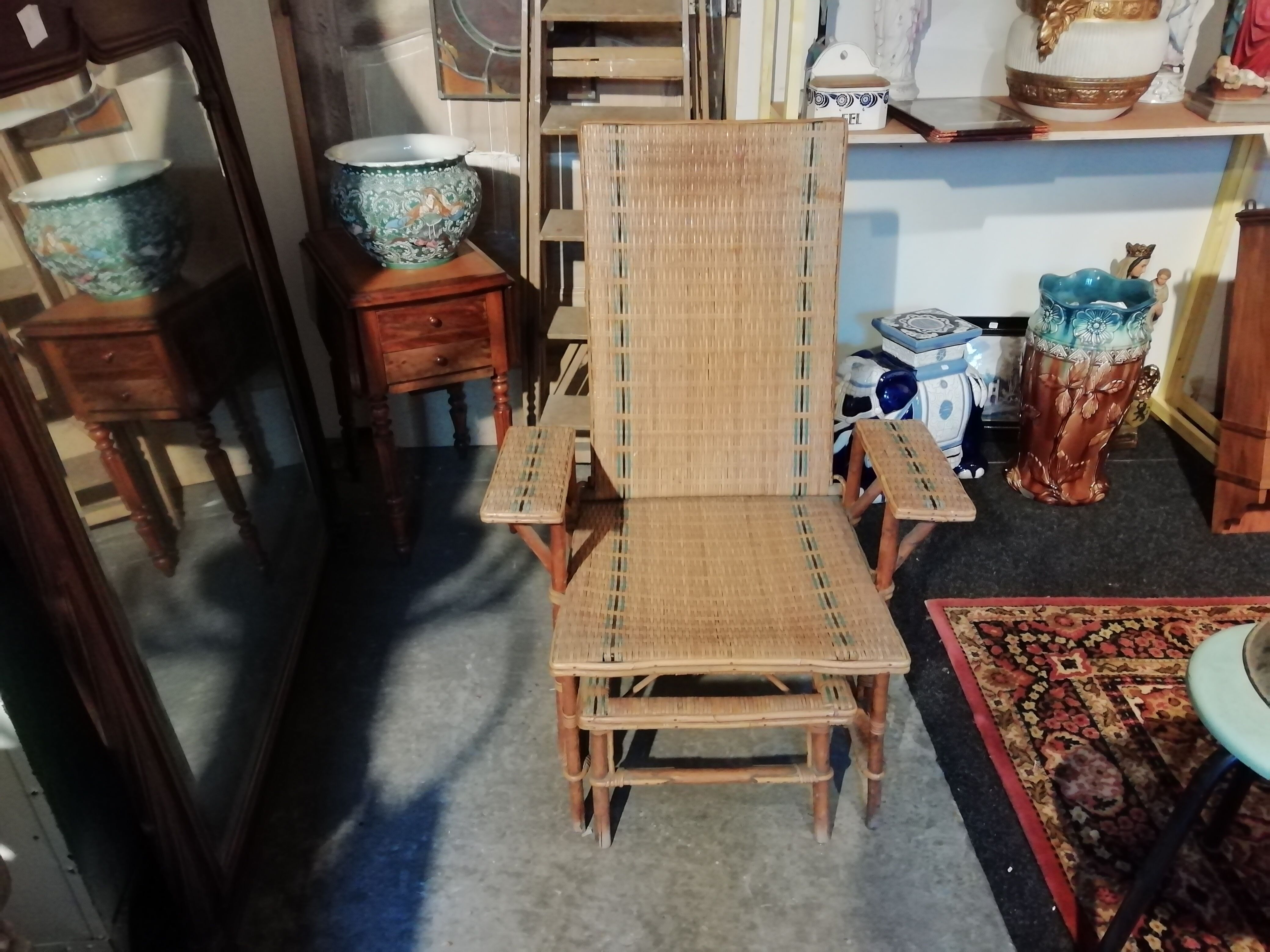 Long chair in rattan circa 1960 vintage