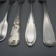 Set of 6 mismatched old silver metal forks for a chic table