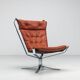 Sigurd Ressell Falcon lounge chair leather and metal Vatne Norway 1970