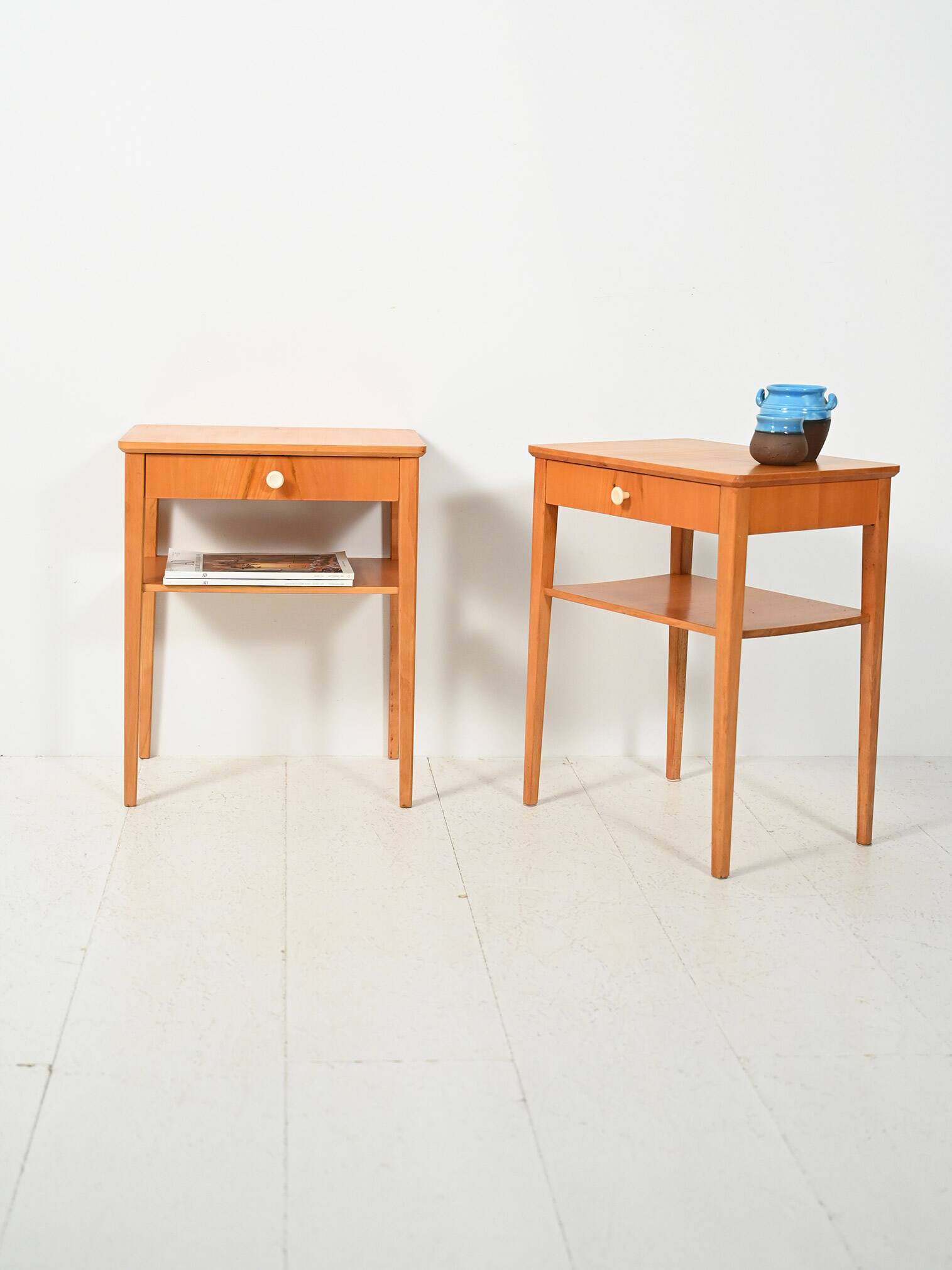 Pair of Vintage Scandinavian bedside tables in beech